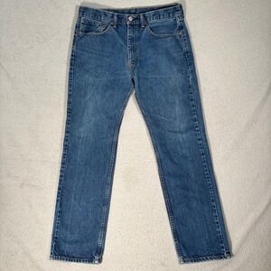 Levi's 505 Regular Fit Straight Leg Jeans Mens Fit 34x31 Blue Denim Grunge Faded